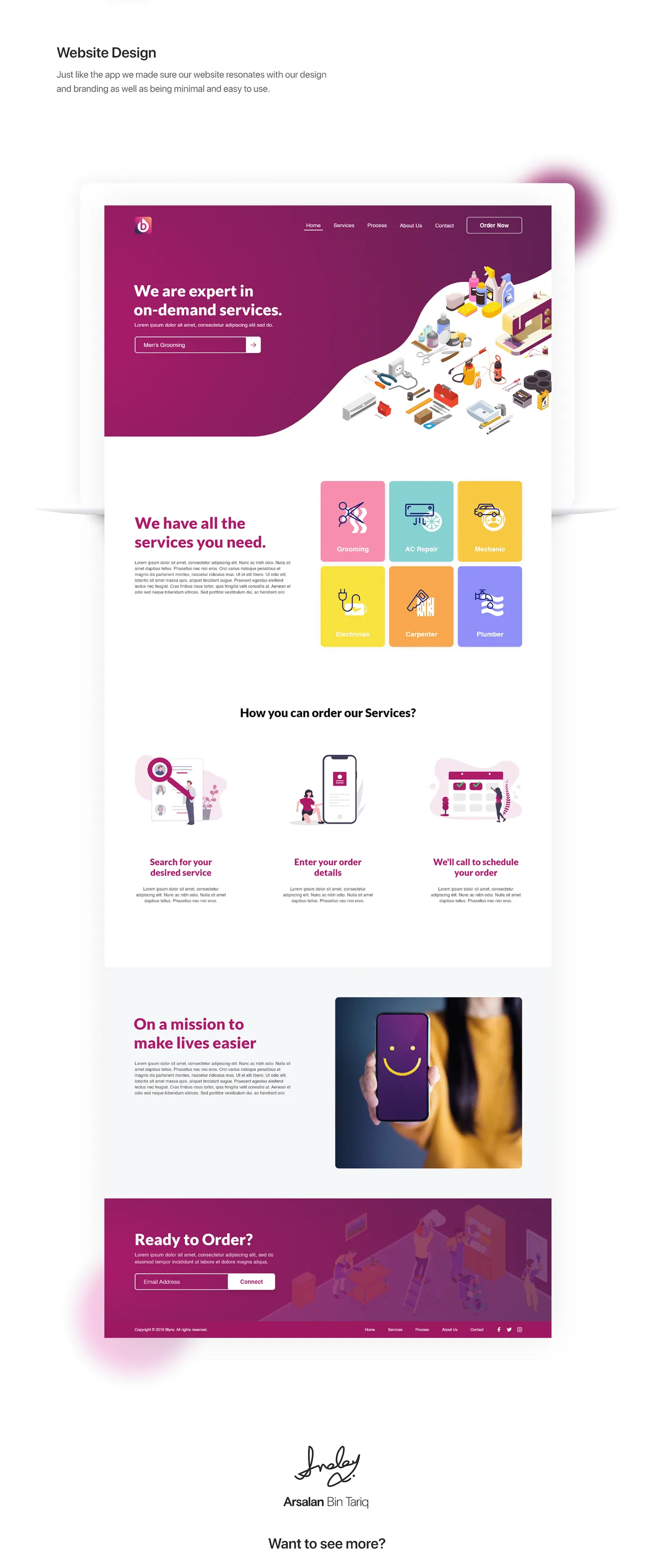 The Blync marketing website, full page.