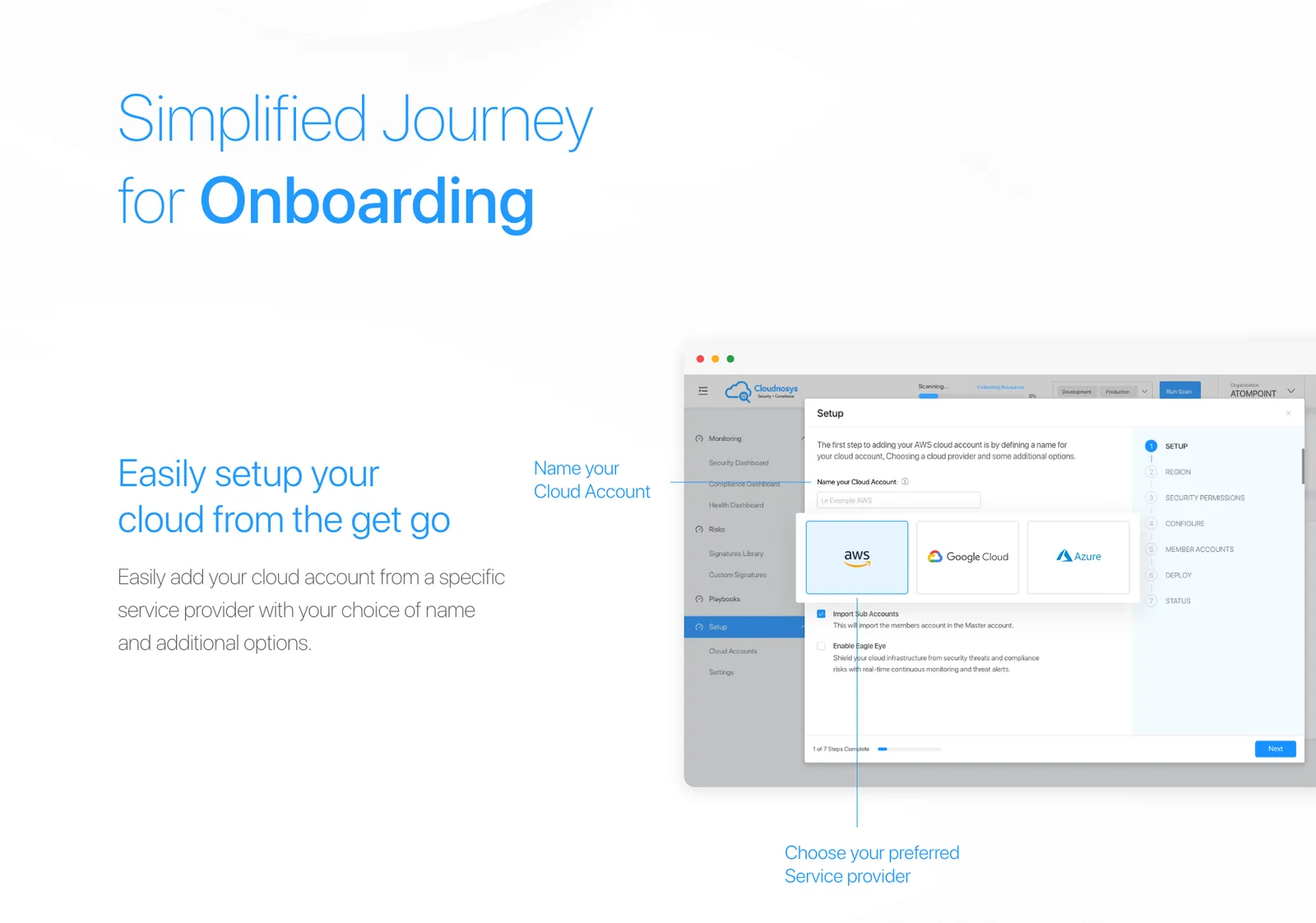 The simplified onboarding journey: setting up a cloud account from the start.