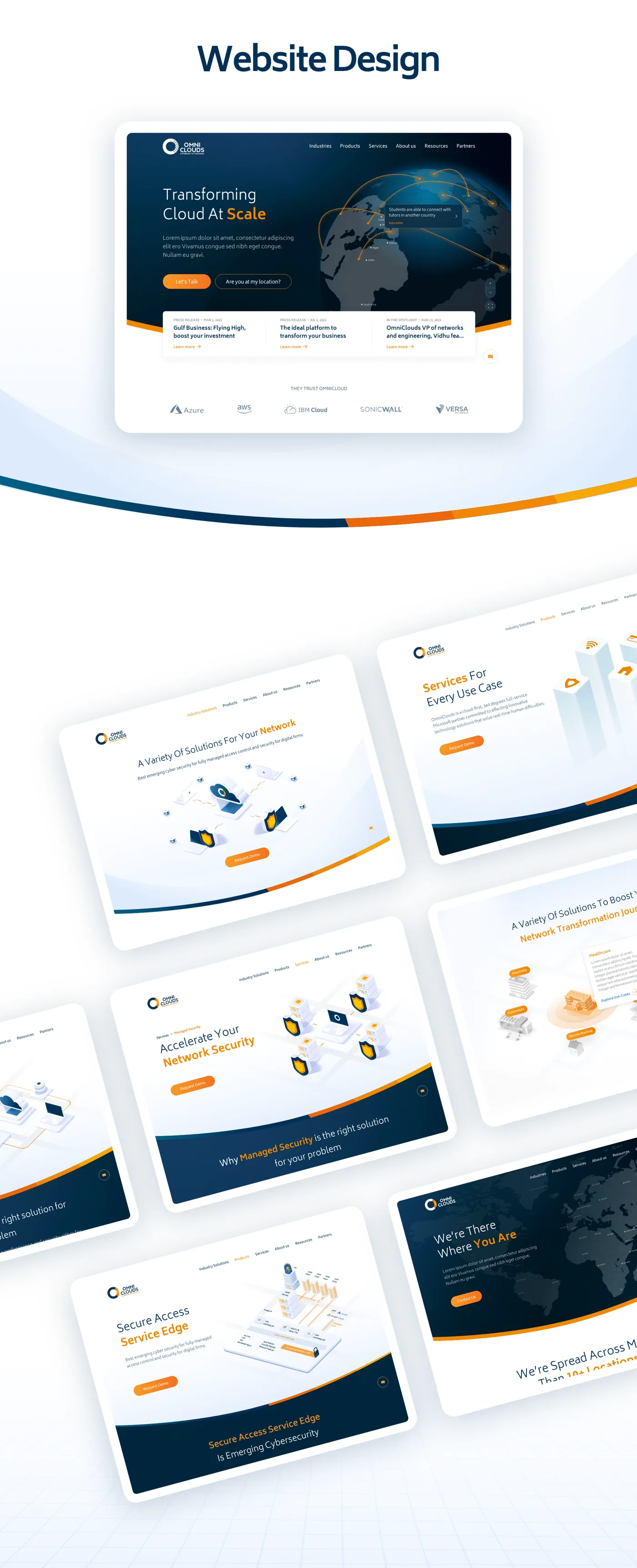 The OmniCloud desktop page designs.